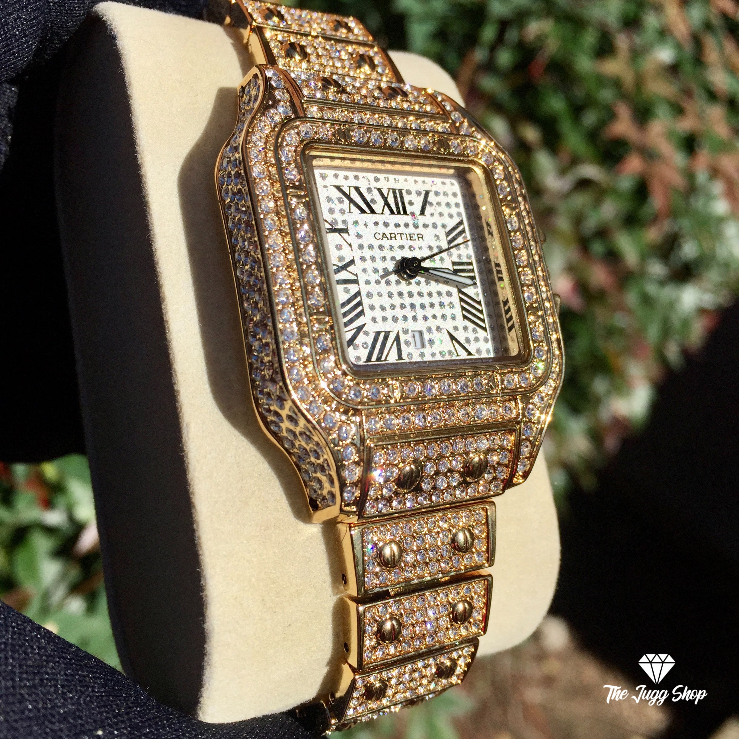 Iced Out Bust Down 18k Gold Diamond Cartier Men’s Watch