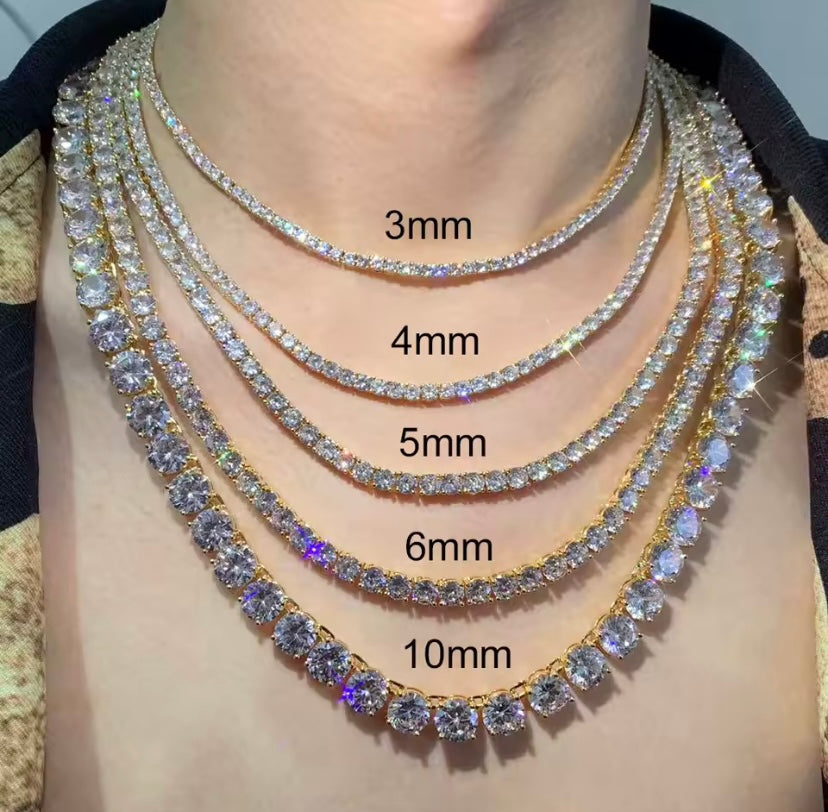 10mm Iced Out Gold Diamond  Tennis Chain