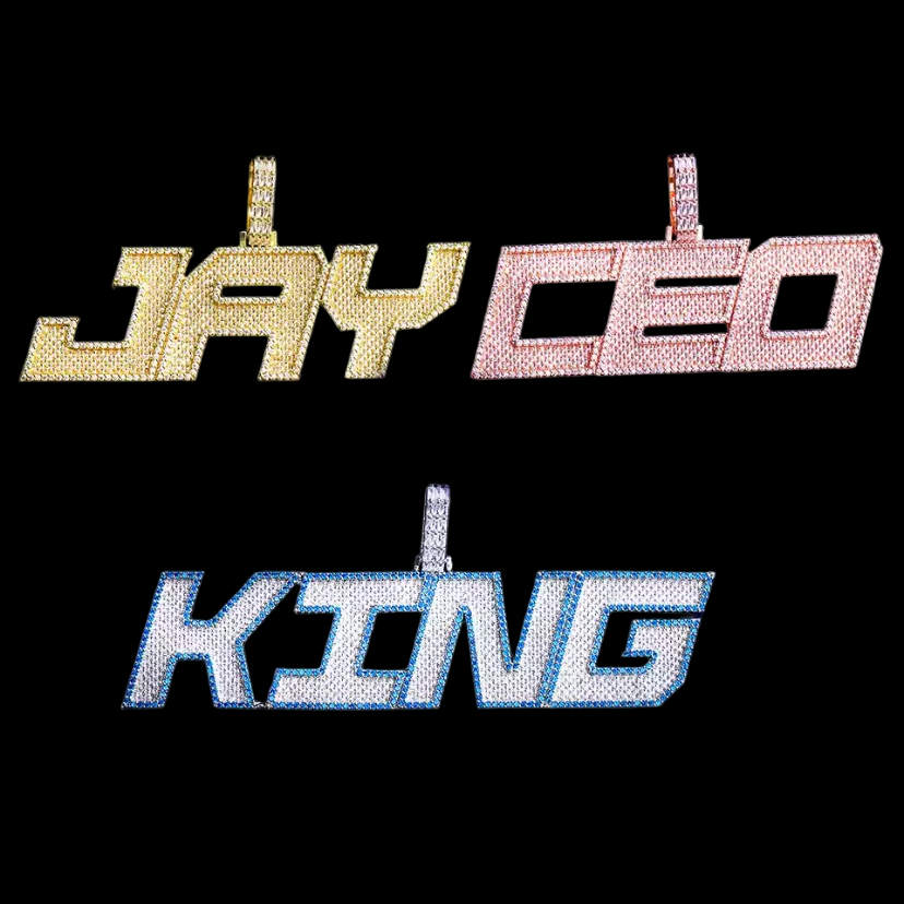 NEW Iced Out Custom Diamond Name Pendant