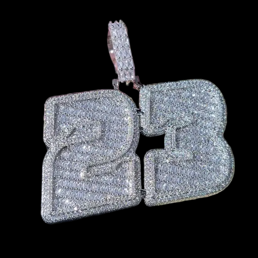NEW Iced Out Custom Baguette Name Pendant