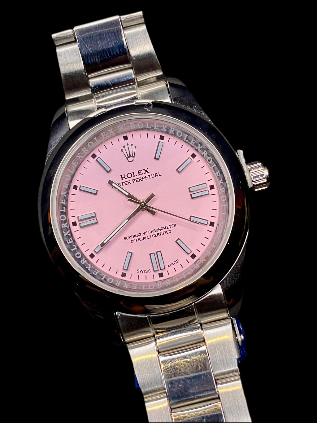 Silver Luxury Pink Oyster Perpetual RLX Watch