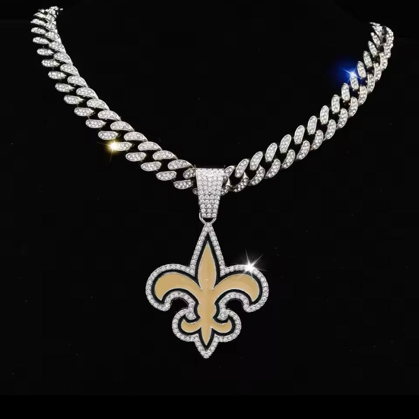 Iced Out NFL Saints Logo Necklace