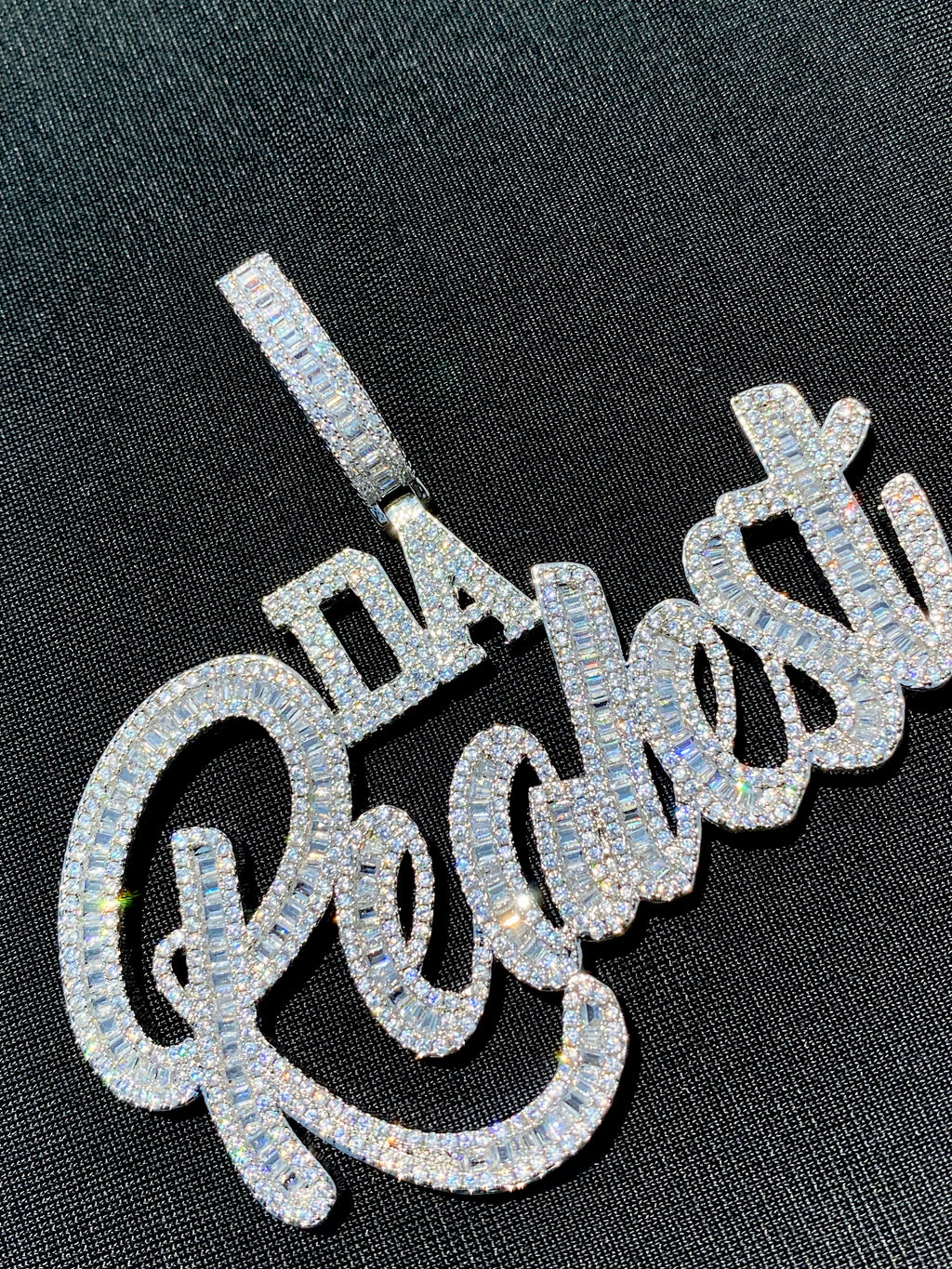 Iced Out “Da Realist” Baguette Pendant