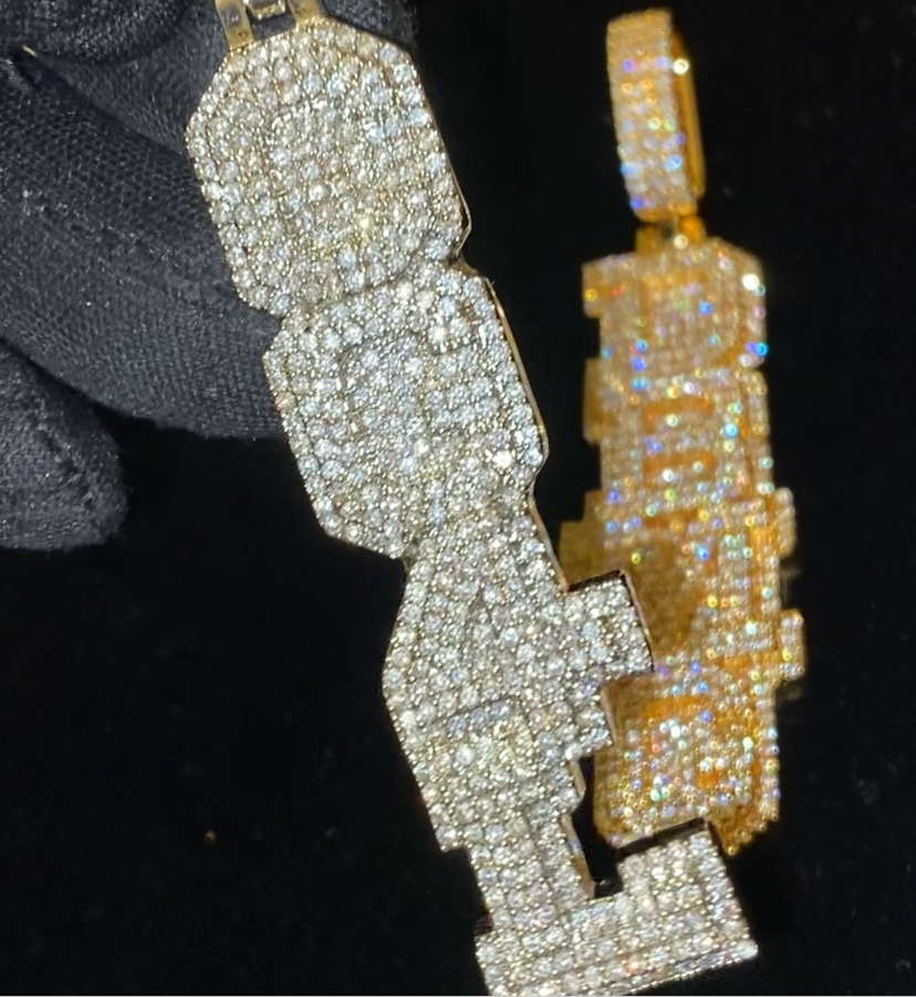 Custom Iced Out Stacked Name Pendant