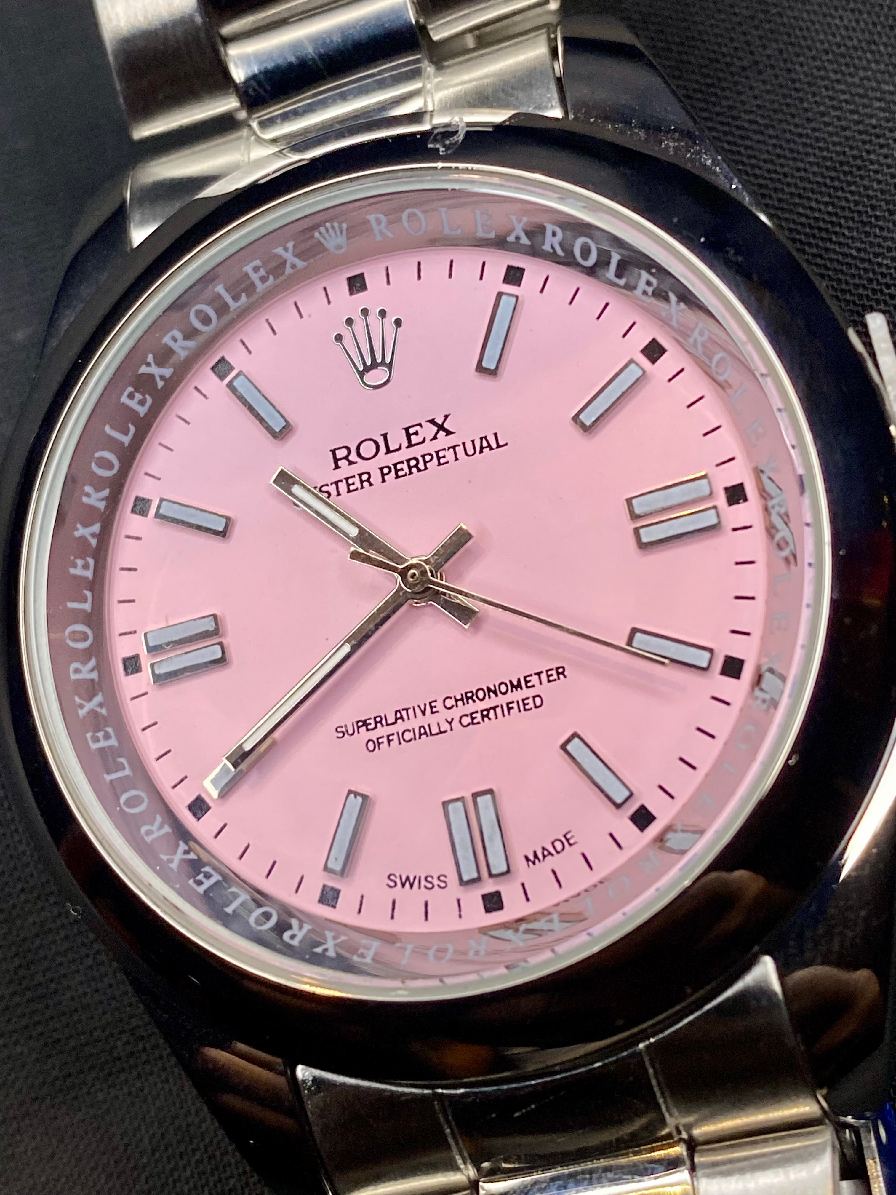 Silver Luxury Pink Oyster Perpetual RLX Watch