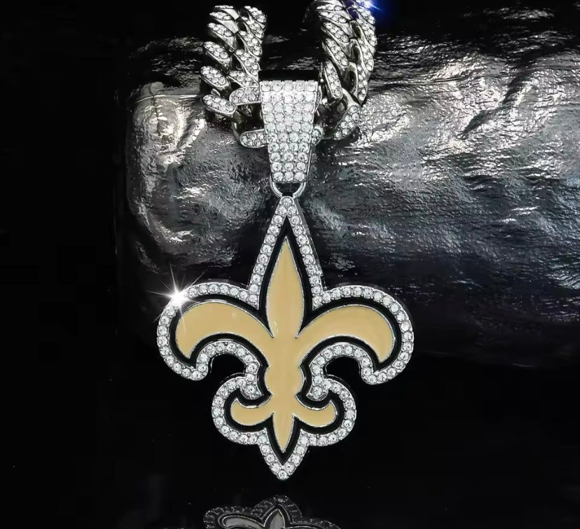 Iced Out NFL Saints Logo Necklace