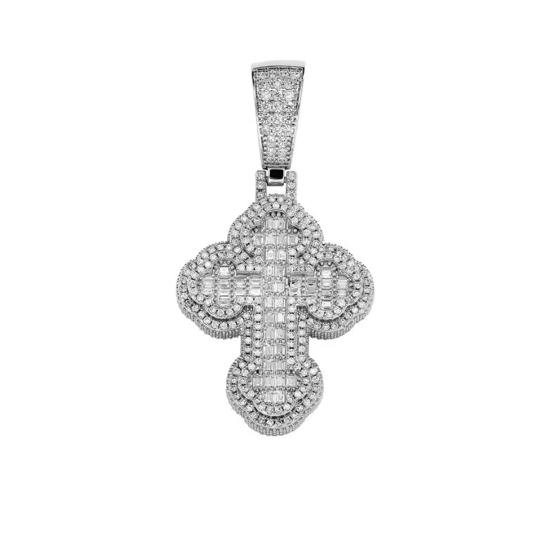 Iced Out Diamond Baguette Cross Pendant