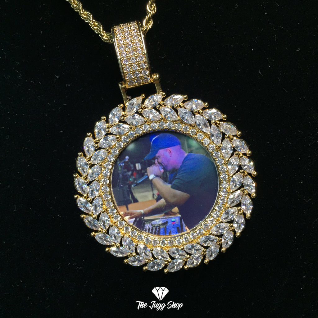 Custom Diamond Leaf Photo Charm