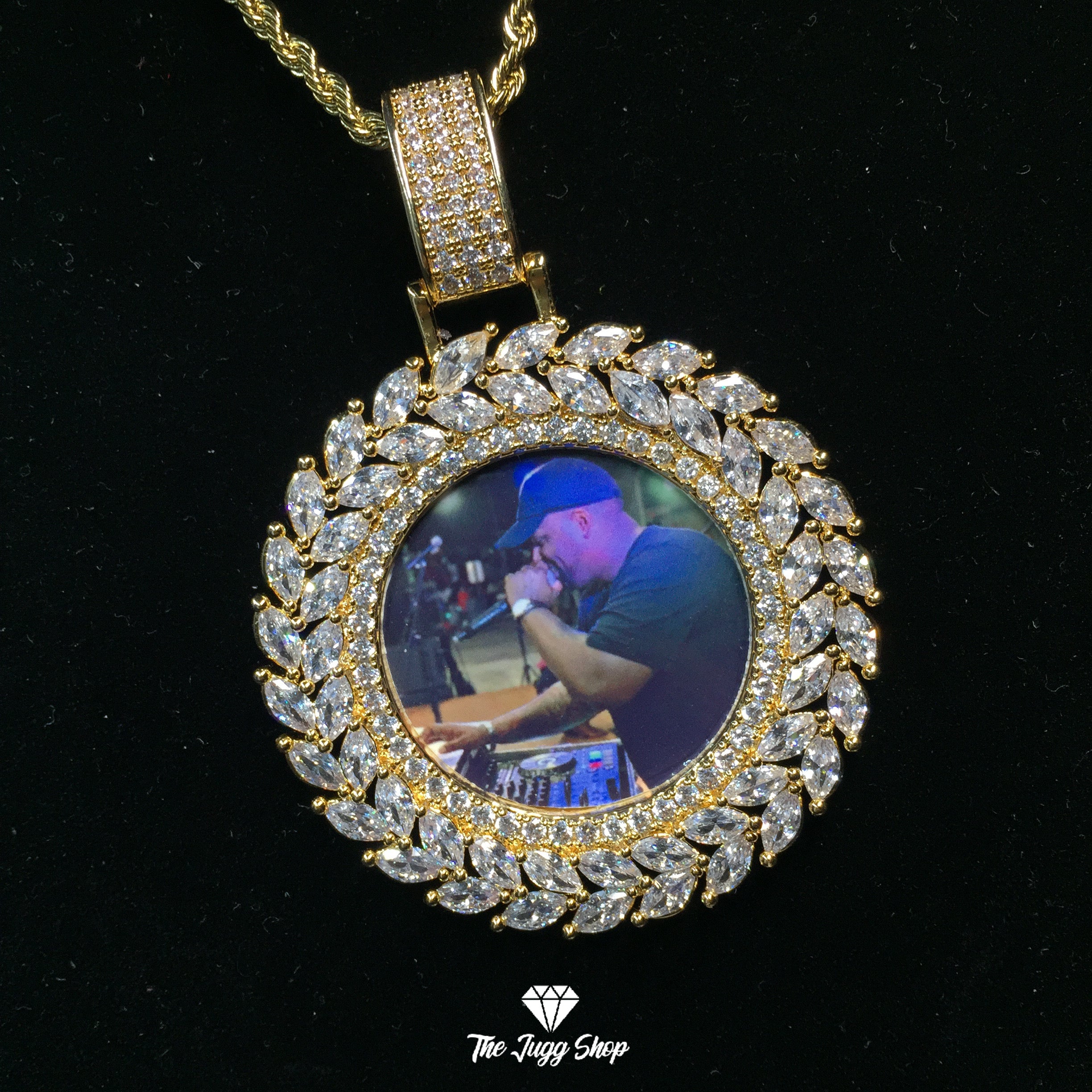 Custom Diamond Leaf Photo Charm