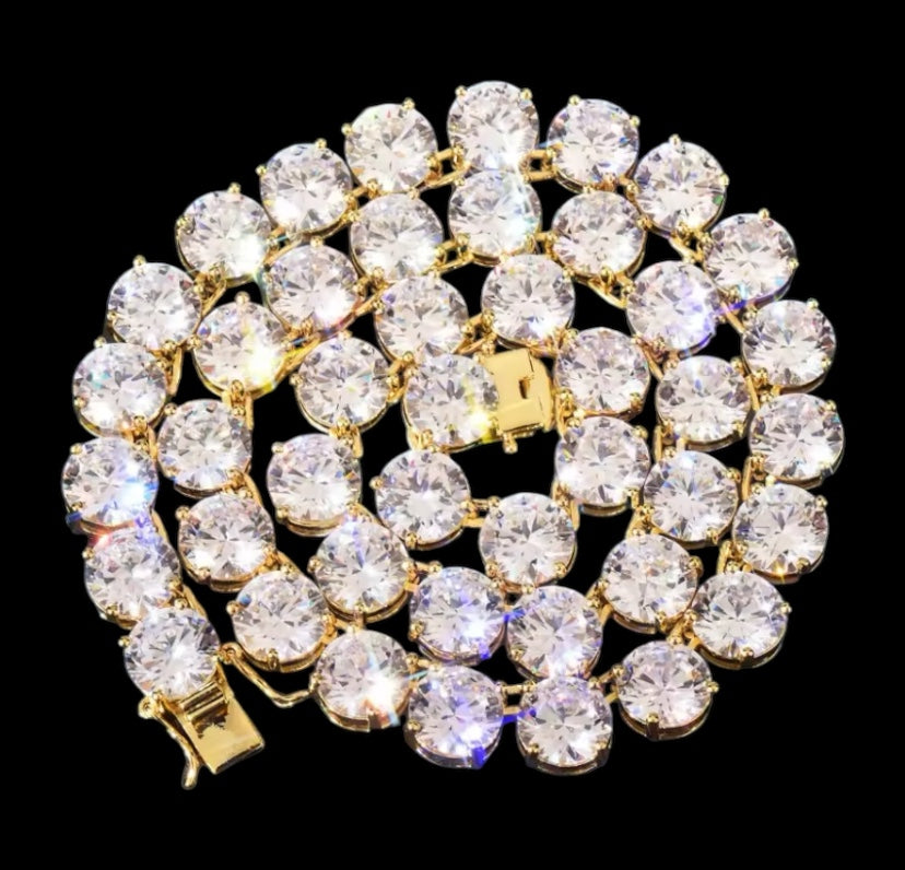 10mm Iced Out Gold Diamond  Tennis Chain