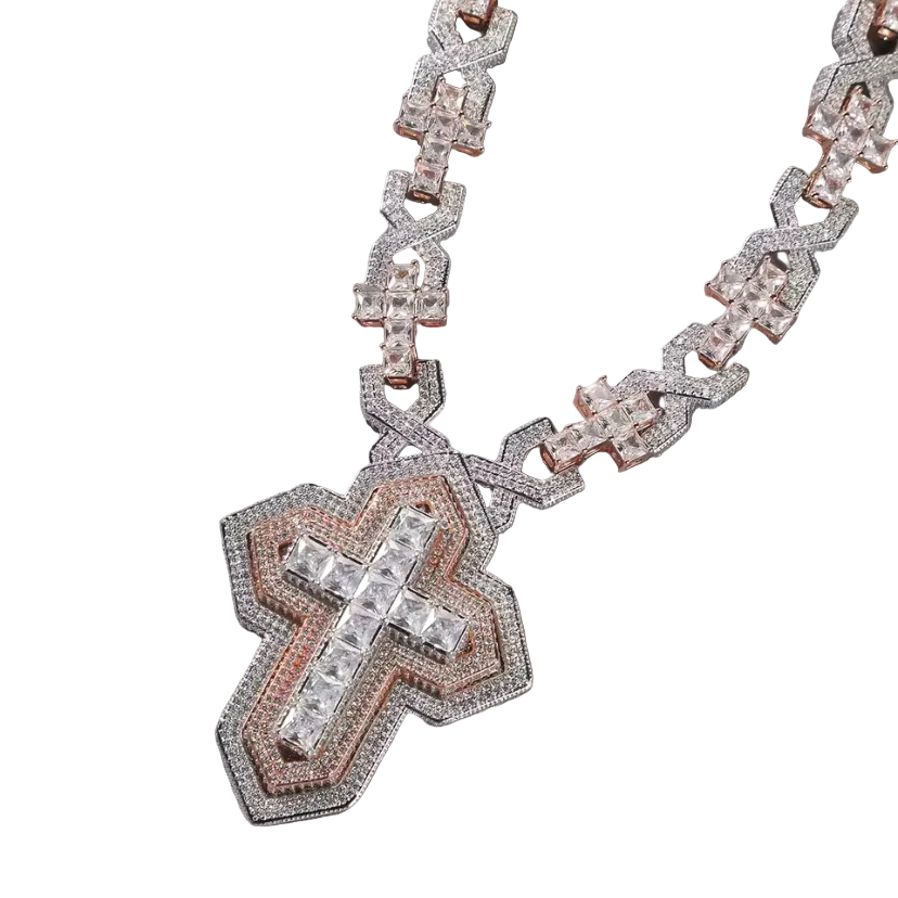 Iced Out Diamond Designer Cross Necklace