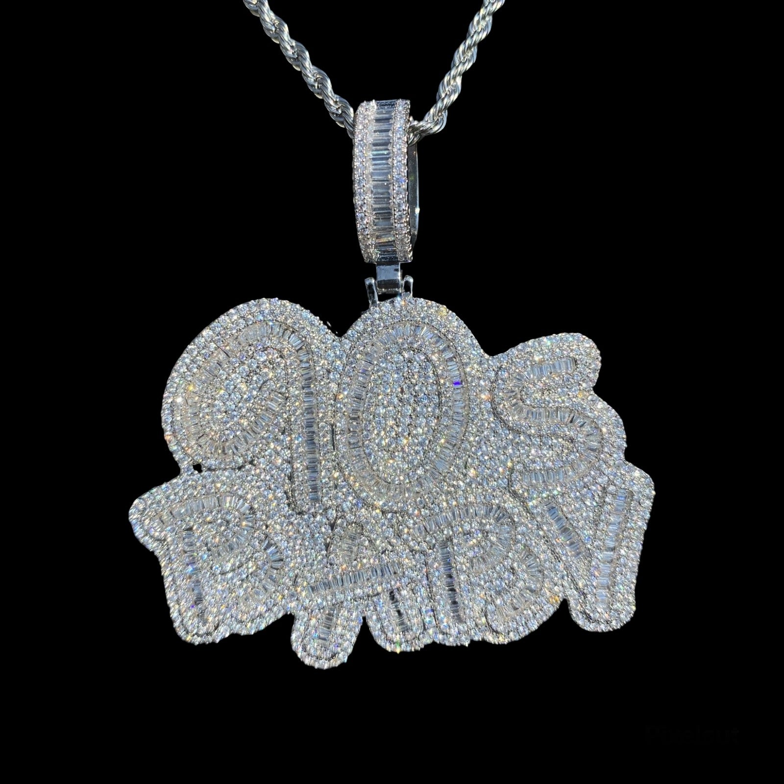 Iced Out “90s Baby” Baguette Diamond Pendant