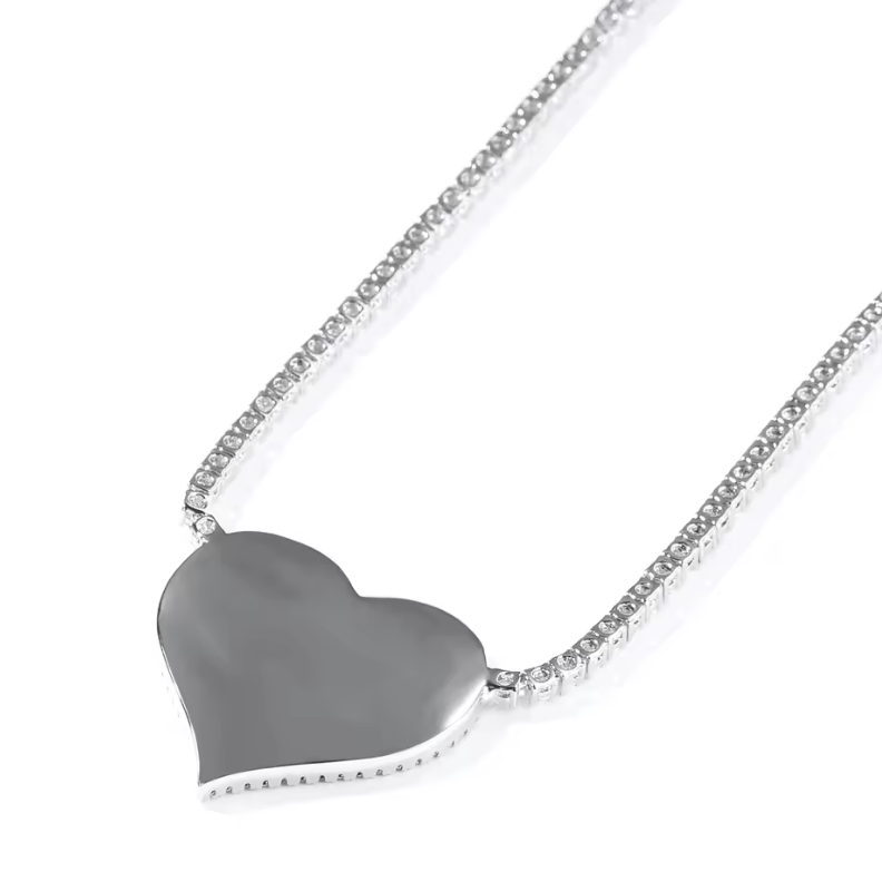 Custom Diamond Heart + Tennis Chain Photo Charm
