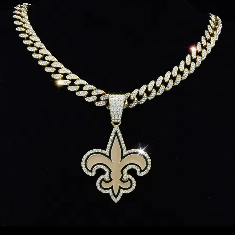 Iced Out NFL Saints Logo Necklace