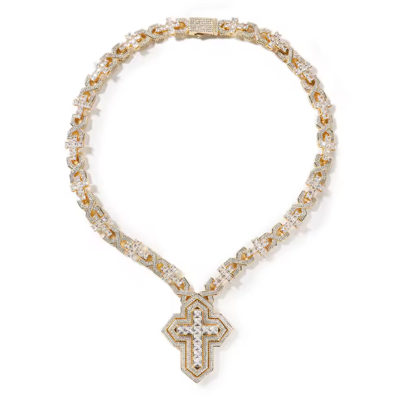 Iced Out Diamond Designer Cross Necklace