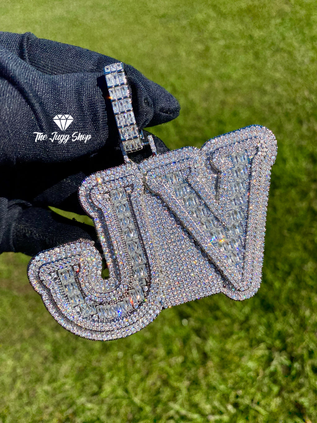 Iced Out Custom Baguette Diamond Name Pendant