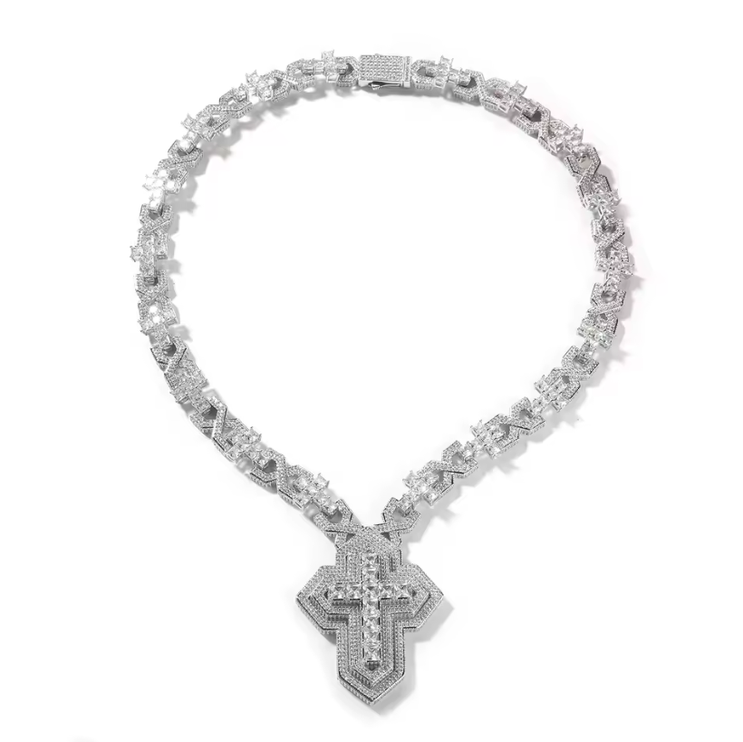 Iced Out Diamond Designer Cross Necklace