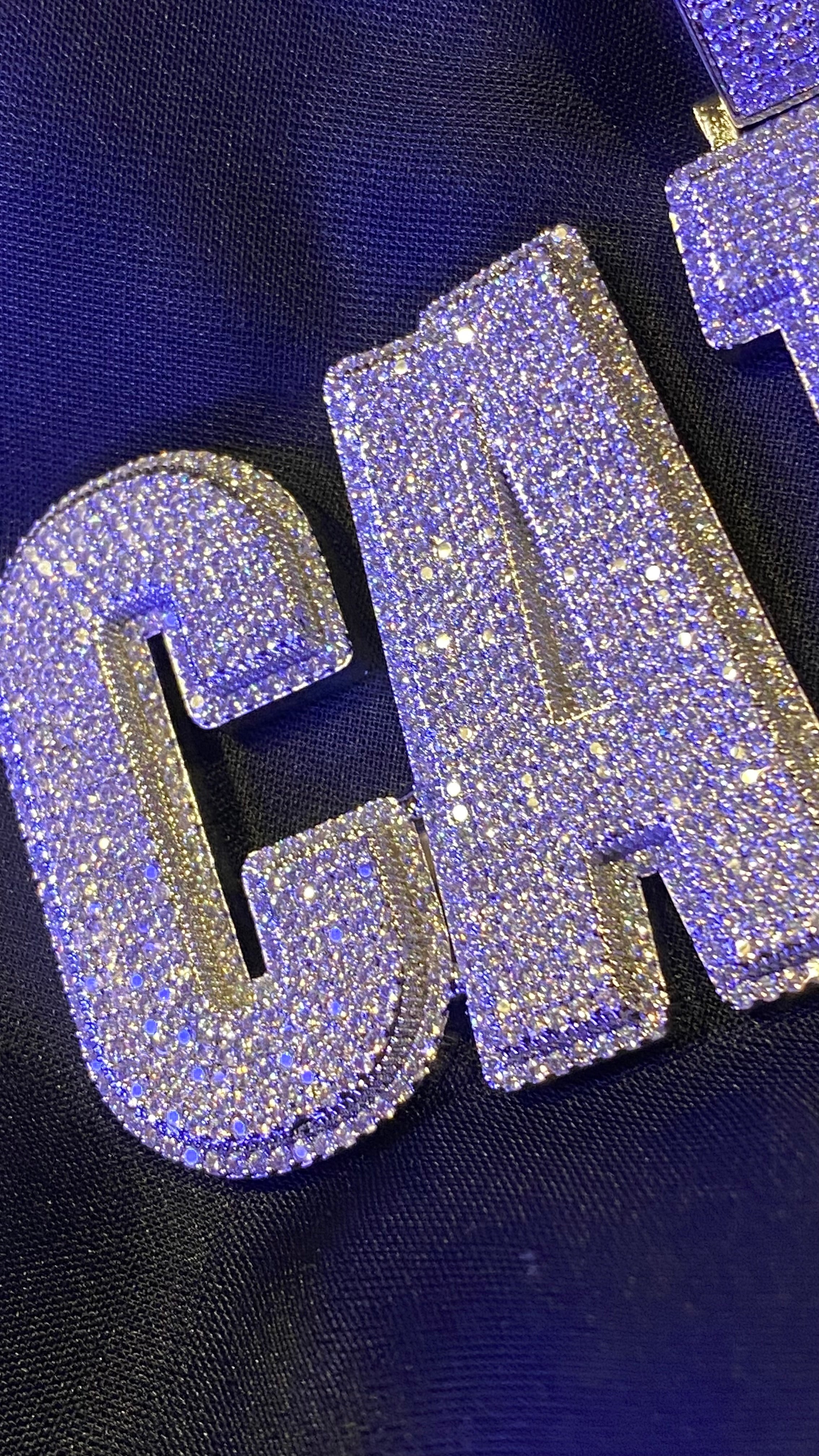 Iced Out Custom Sketch Name Pendant