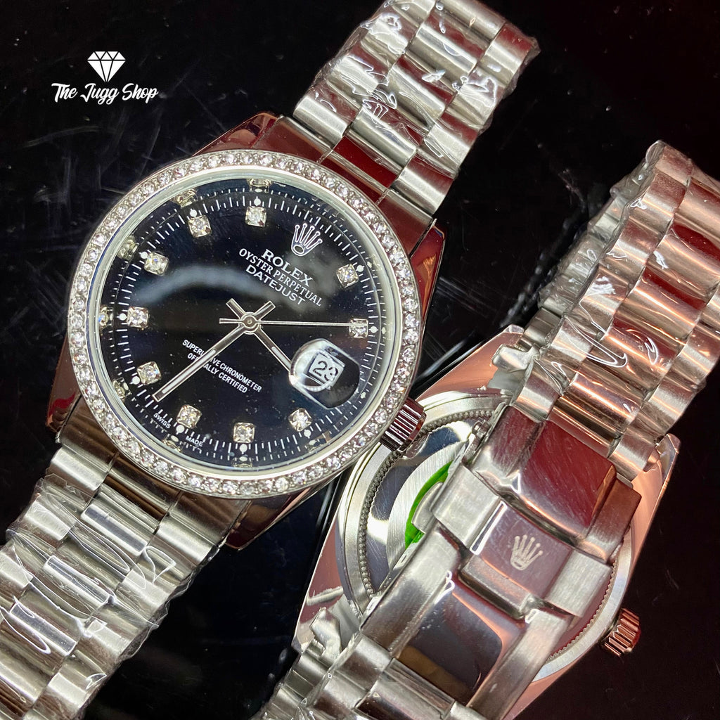 Luxury Silver Diamond RLX Day-Date Presidential Watch