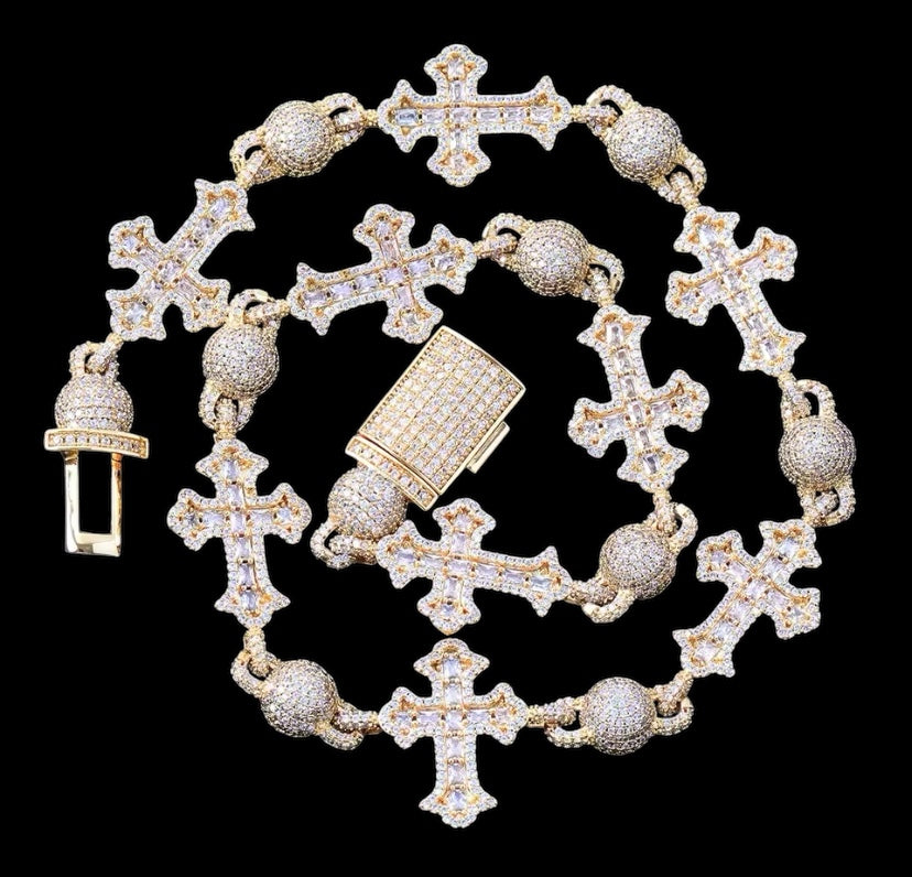 18K Iced Out Diamond Chrome Heart Necklace