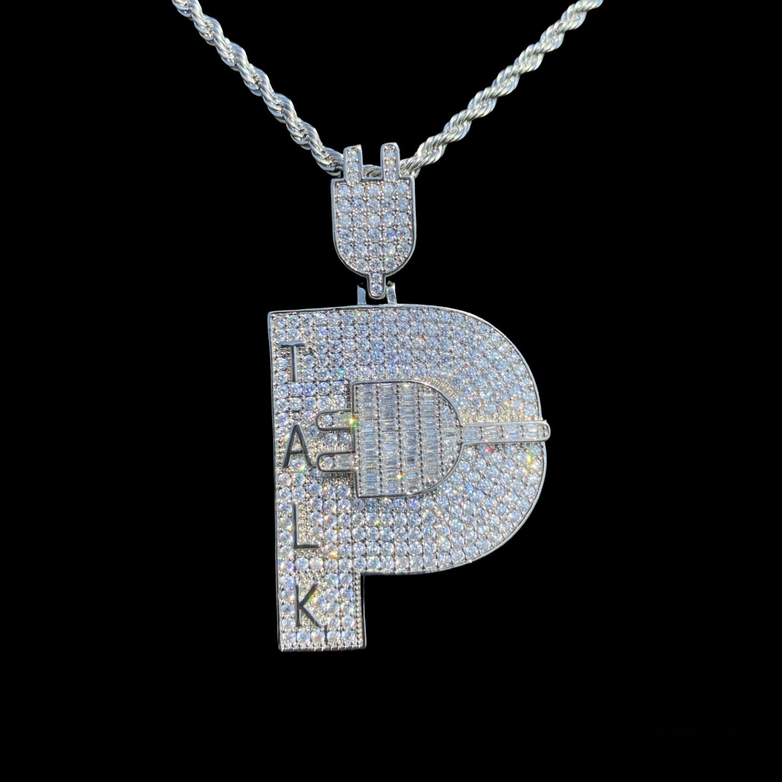 Iced Out Plug Talk Diamond Pendant