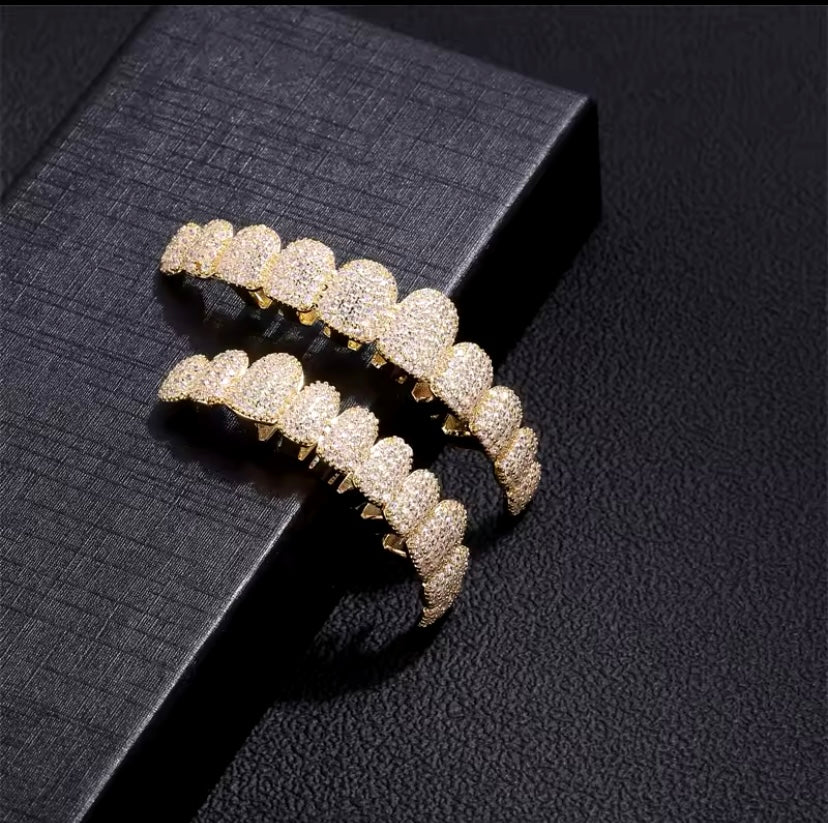 10K Iced Out Diamond Perm Look Grill