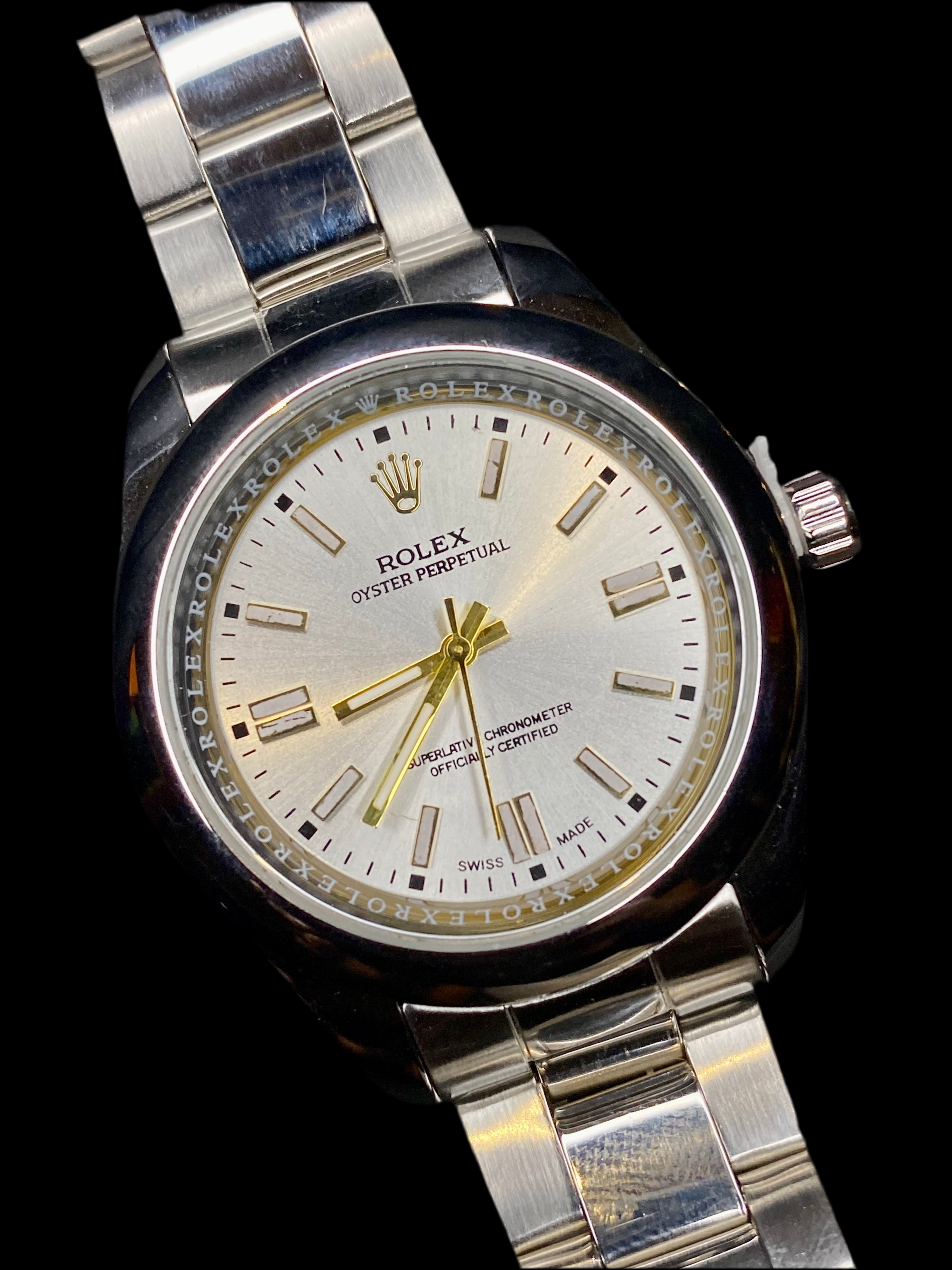 Silver Luxury Oyster Perpetual RLX Watch