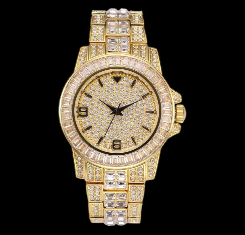 Iced Out 40mm Gold Diamond & Baguette Watch