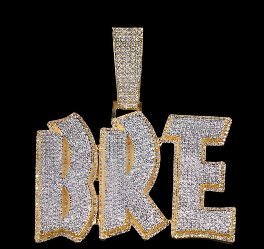 Iced Out Custom Sketch Name Pendant