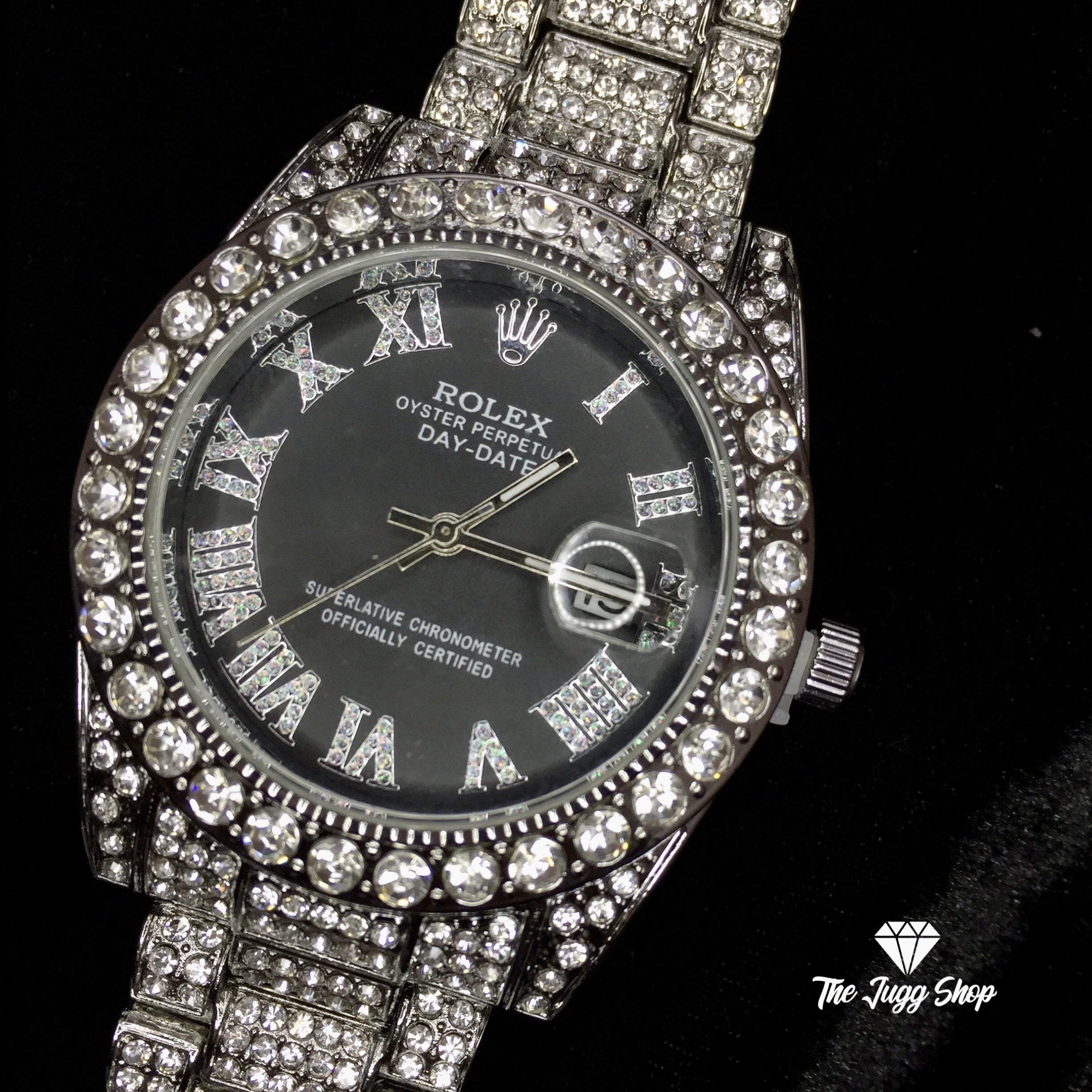 18k Iced Out Silver Presidential Luxury Mens RLX Watch