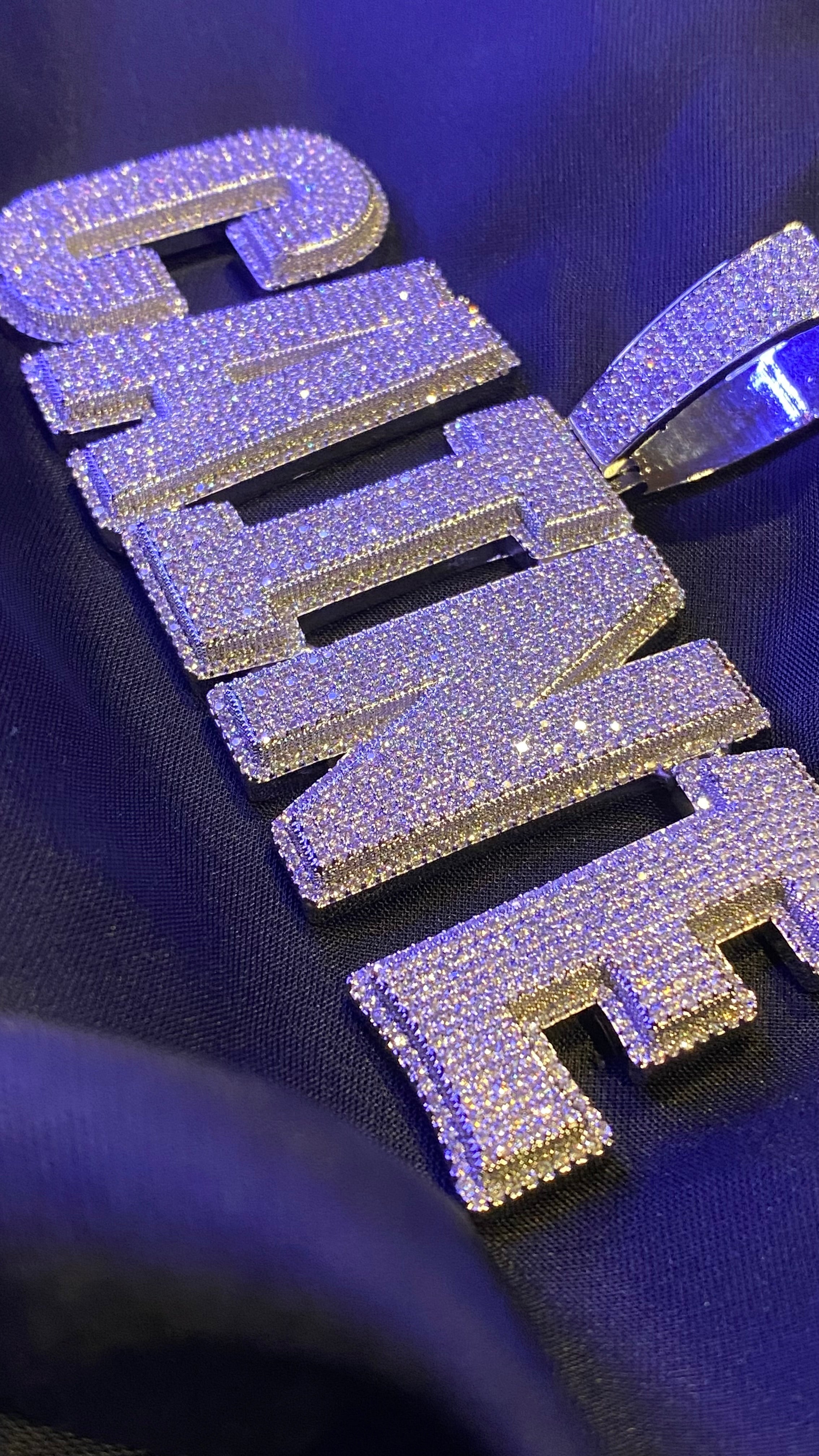 Iced Out Custom Sketch Name Pendant