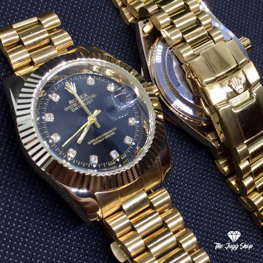 Gold/Black Plain Presidential Day-Date Luxury RLX Watch