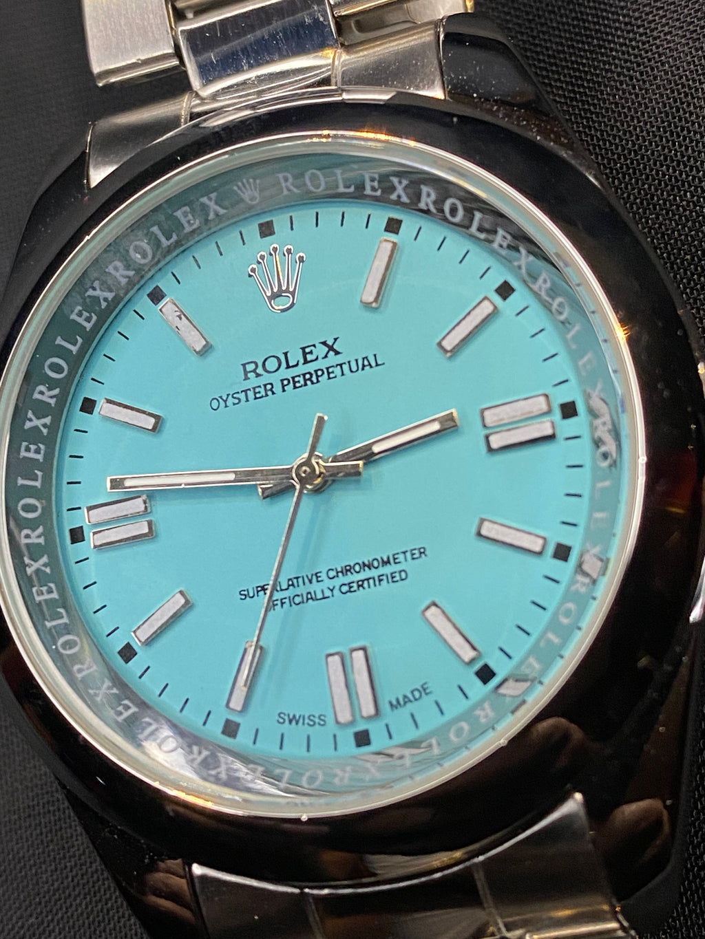 Silver Luxury Blue Oyster Perpetual RLX Watch