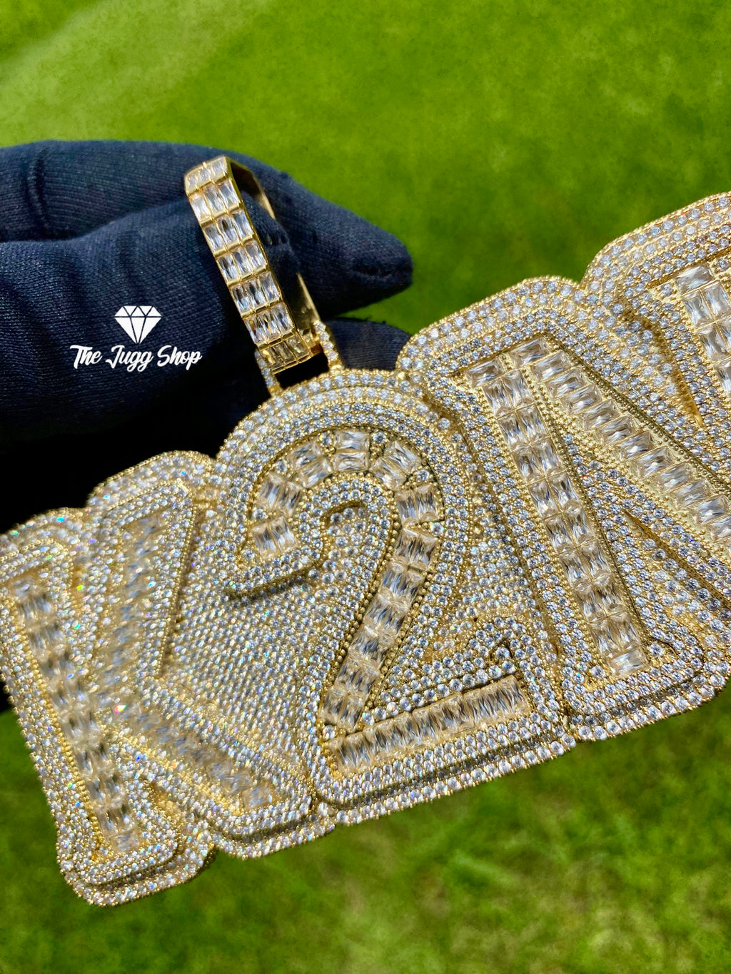 Iced Out Custom Baguette Diamond Name Pendant