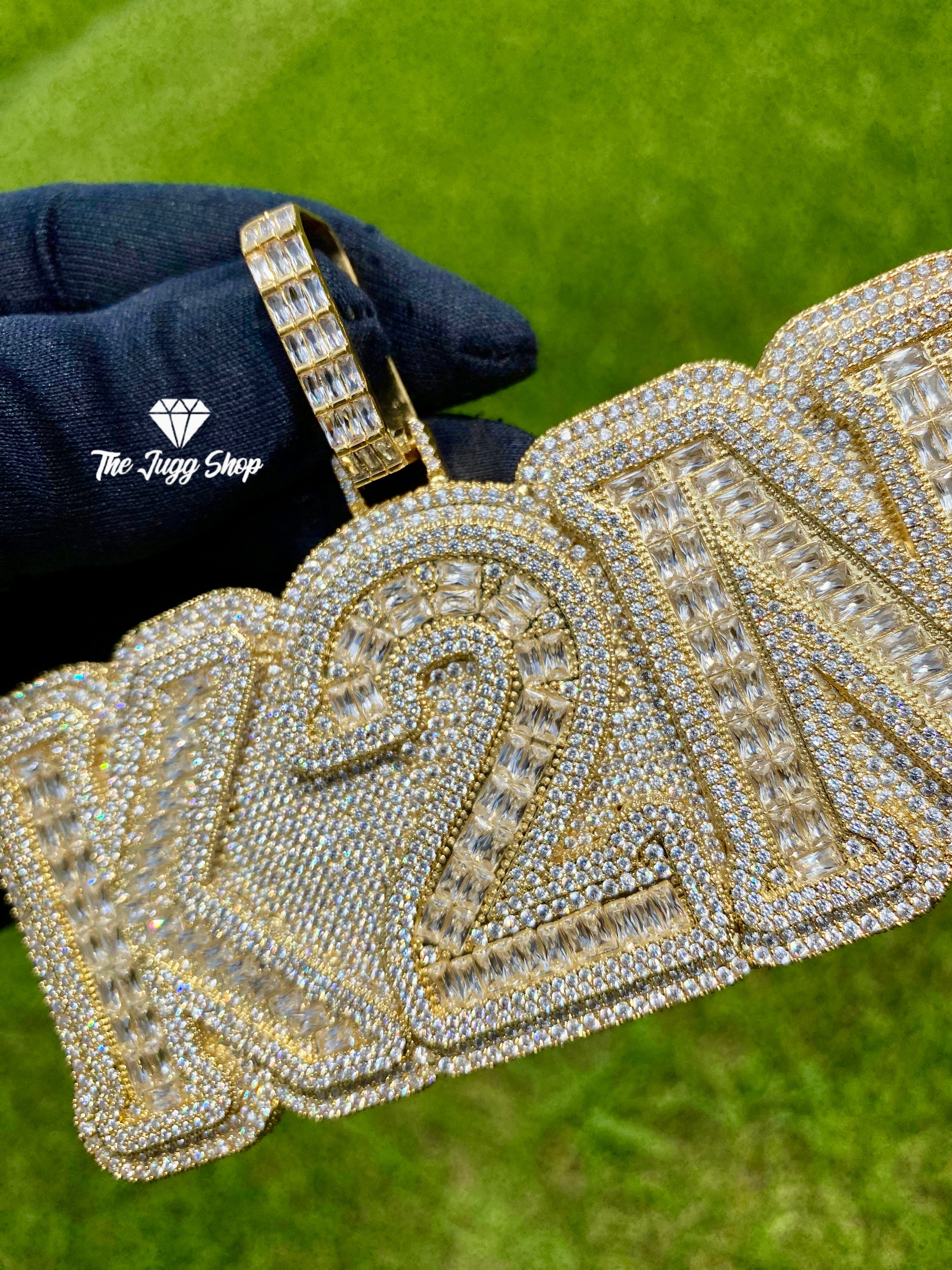 Iced Out Custom Baguette Diamond Name Pendant