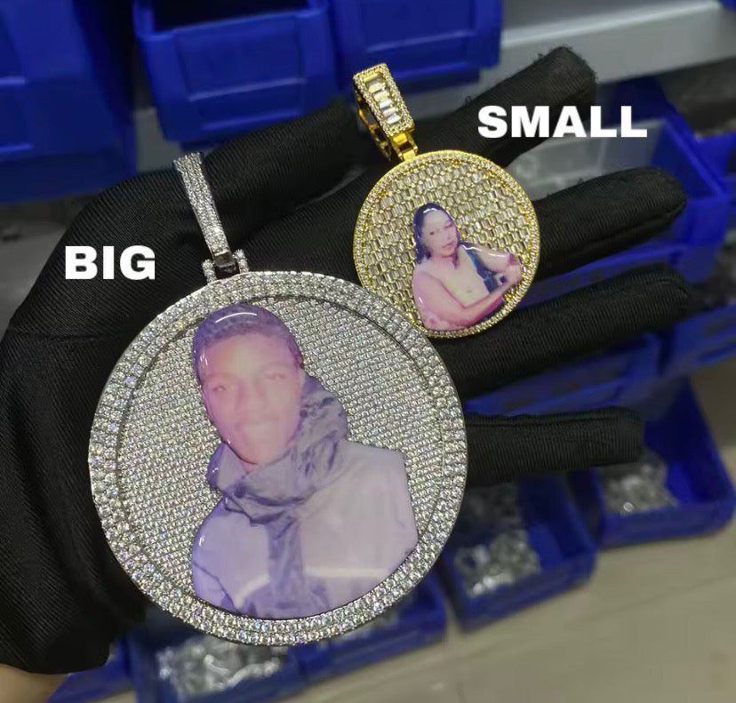 Custom Iced Out 3D Enamel Diamond Photo Pendant