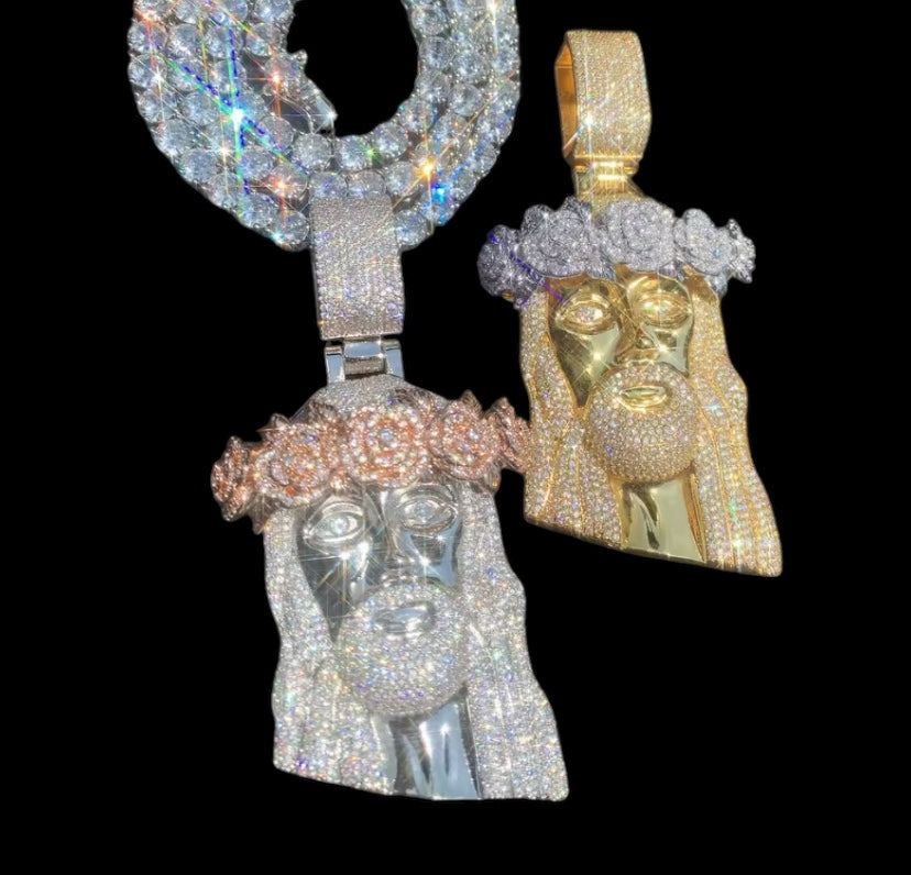 14k Iced Out Diamond Two Tone Jesus Piece Pendant