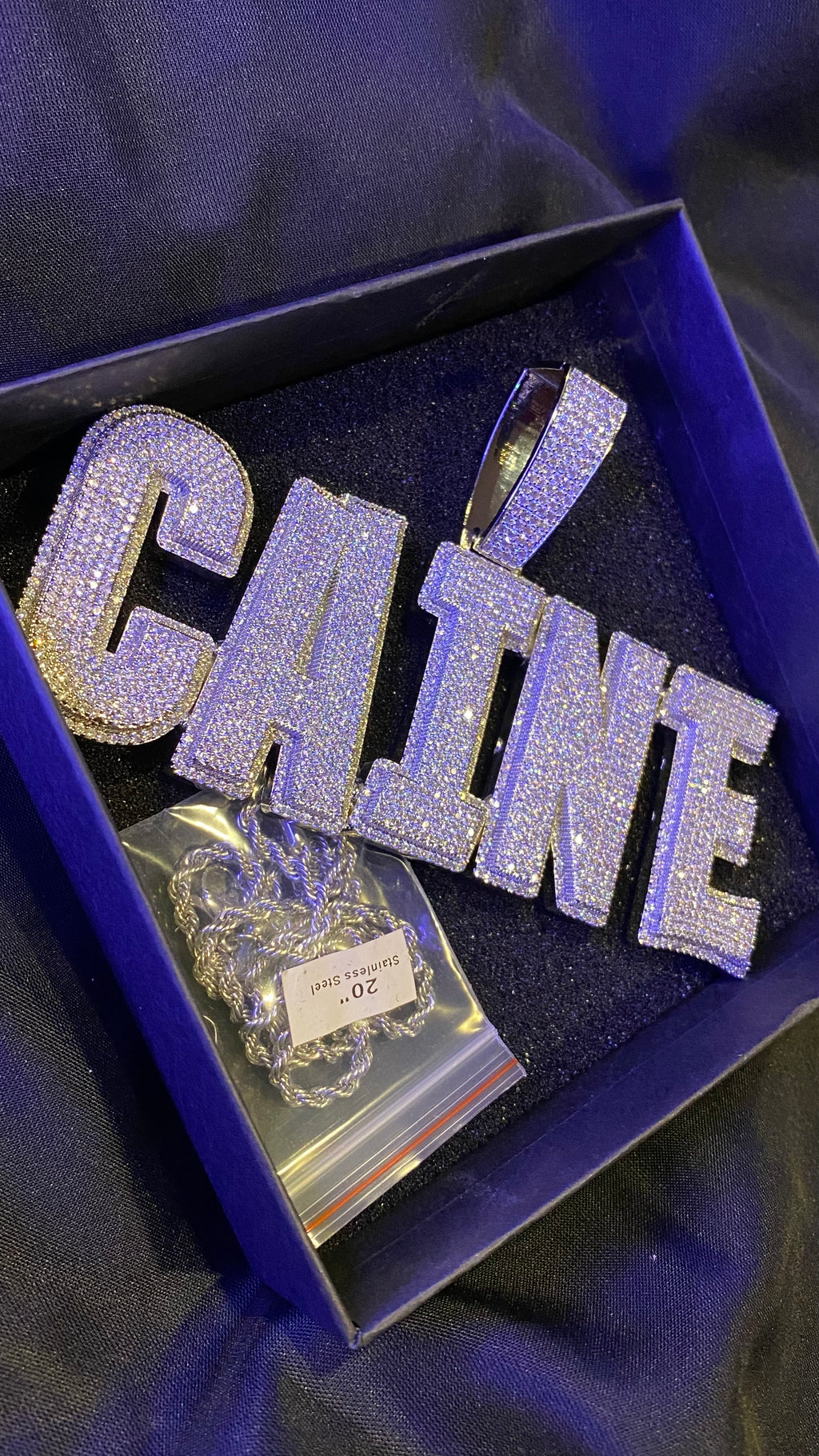 Iced Out Custom Sketch Name Pendant