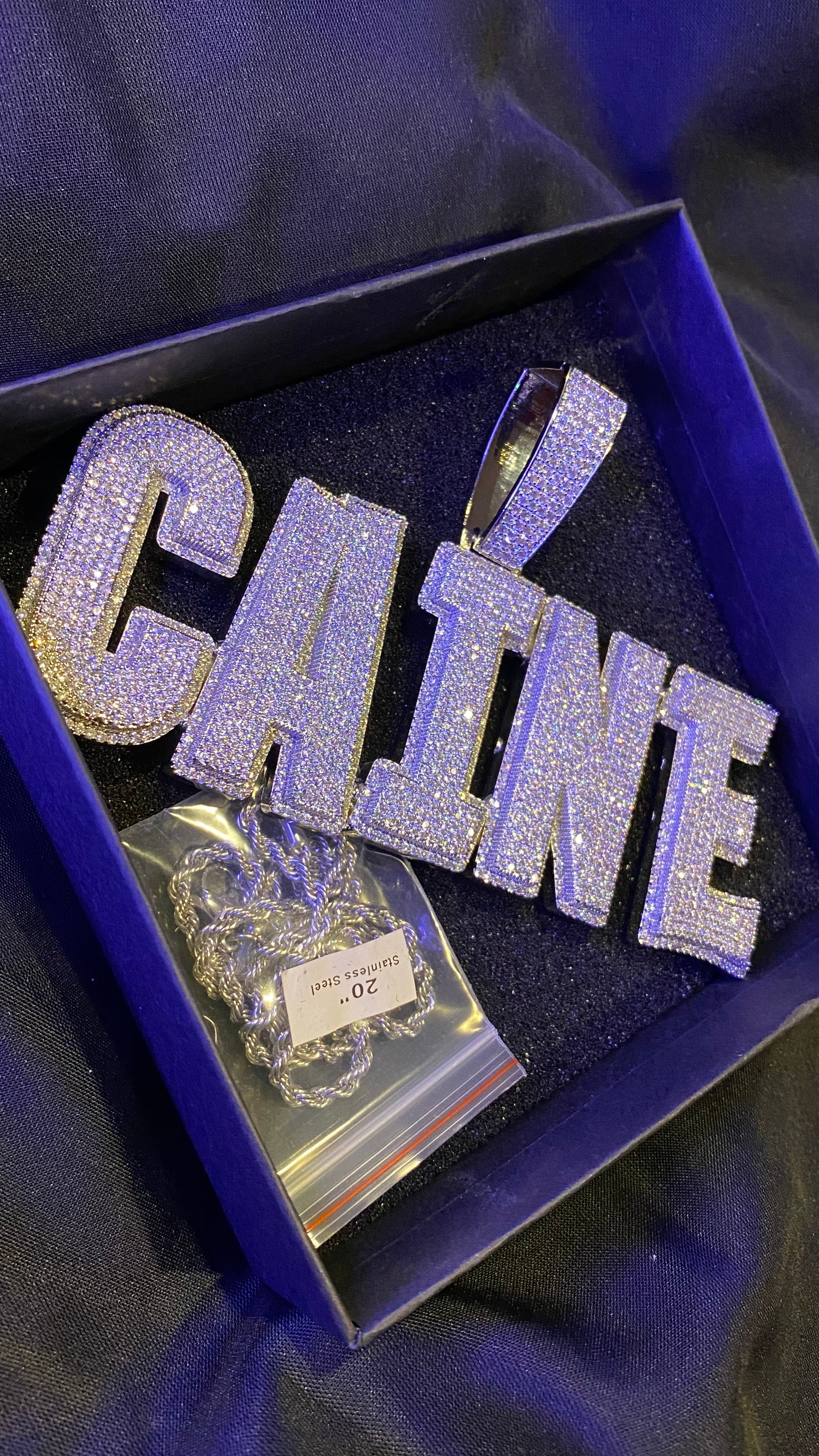 Iced Out Custom Sketch Name Pendant