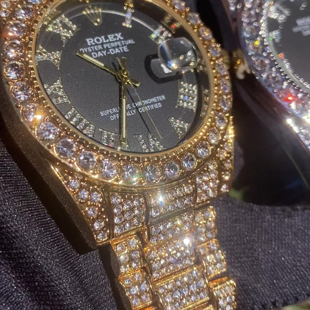 18k Iced Out Silver Presidential Luxury Mens RLX Watch