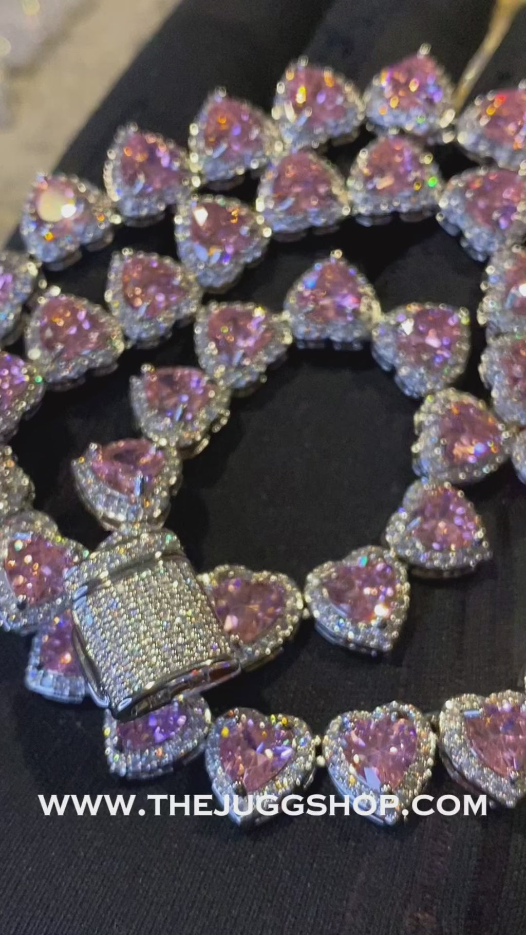 Clustered Pink Diamond Heart Necklace