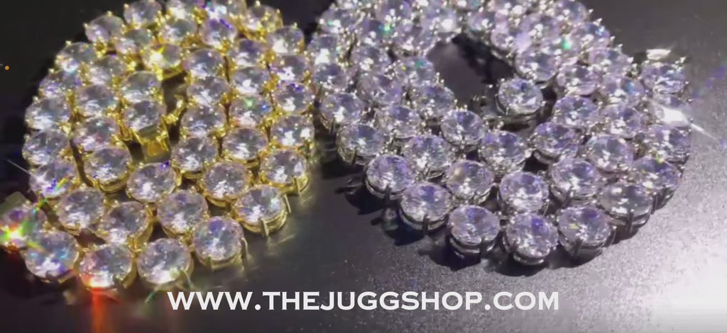 10mm Iced Out Gold Diamond  Tennis Chain