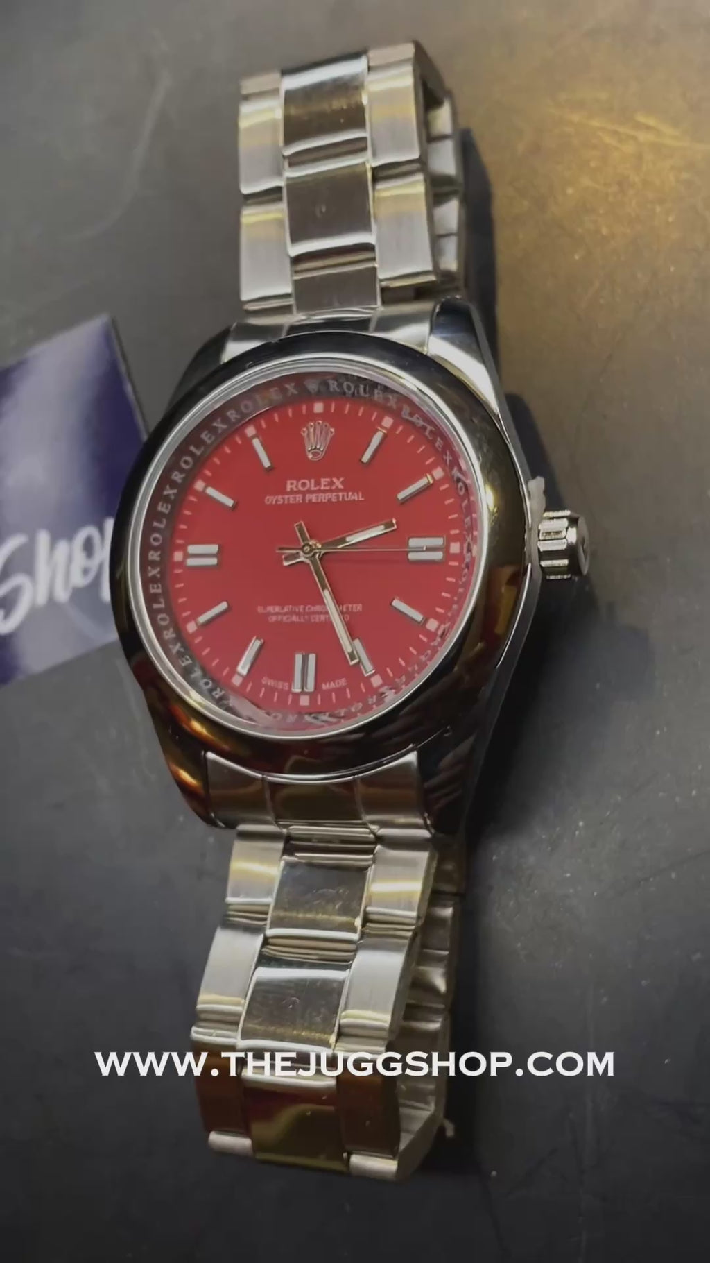 Silver Luxury Red Oyster Perpetual RLX Watch