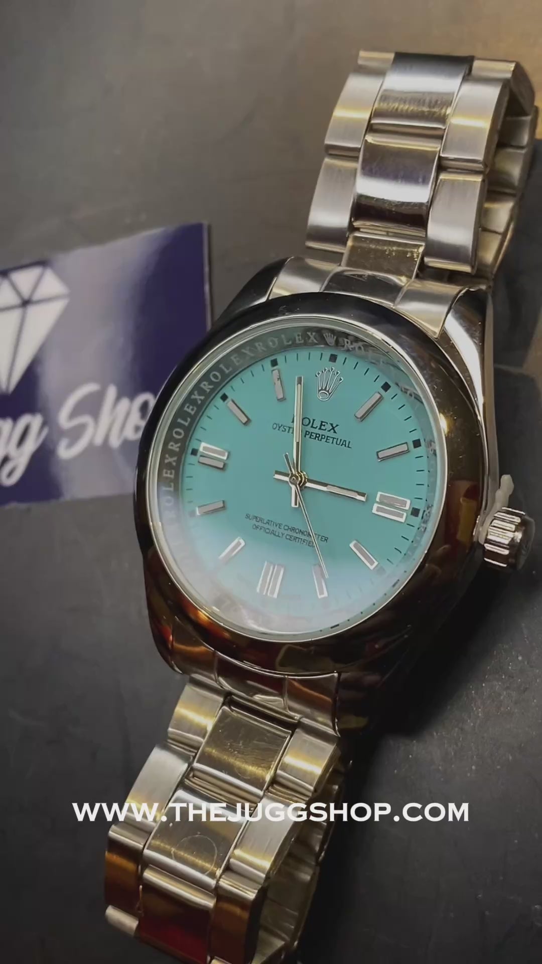 Silver Luxury Blue Oyster Perpetual RLX Watch