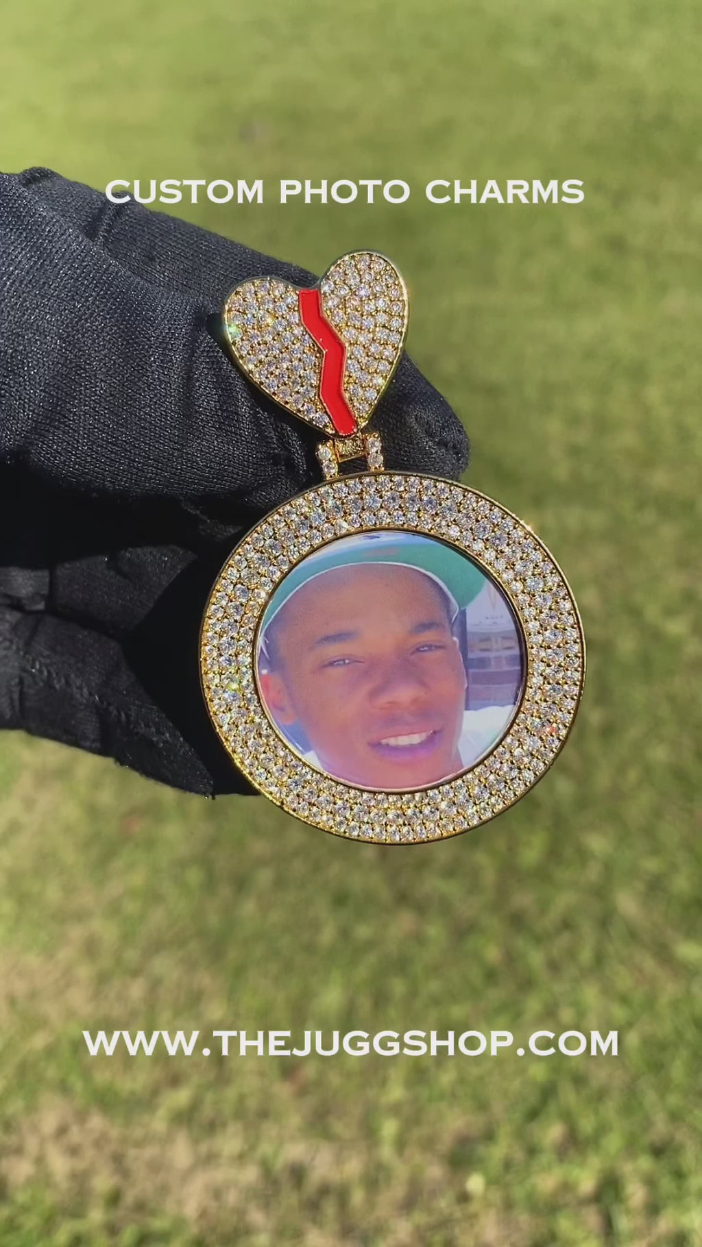 Custom Diamond Broken Heart Photo Charm