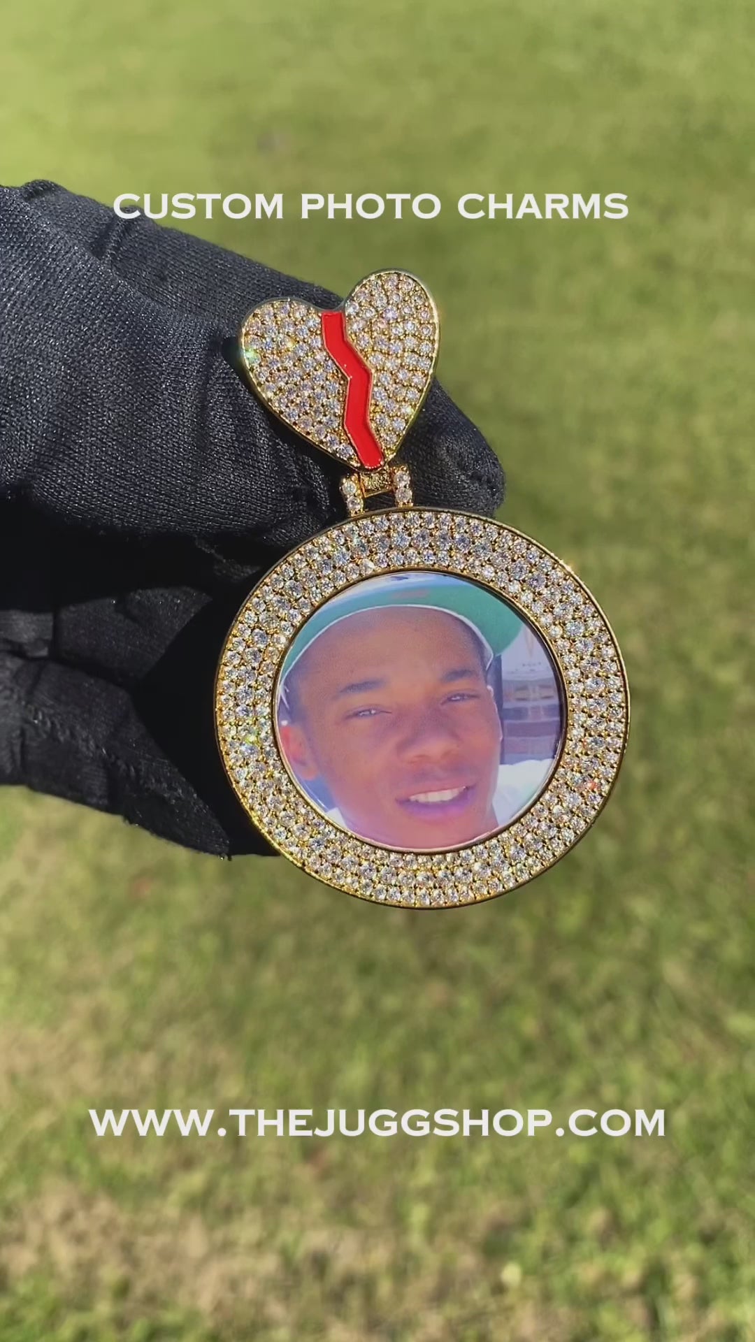 Custom Diamond Broken Heart Photo Charm