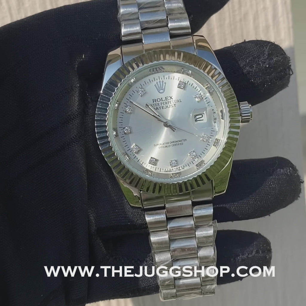 Silver/Silver Plain Presidential Luxury RLX Watch