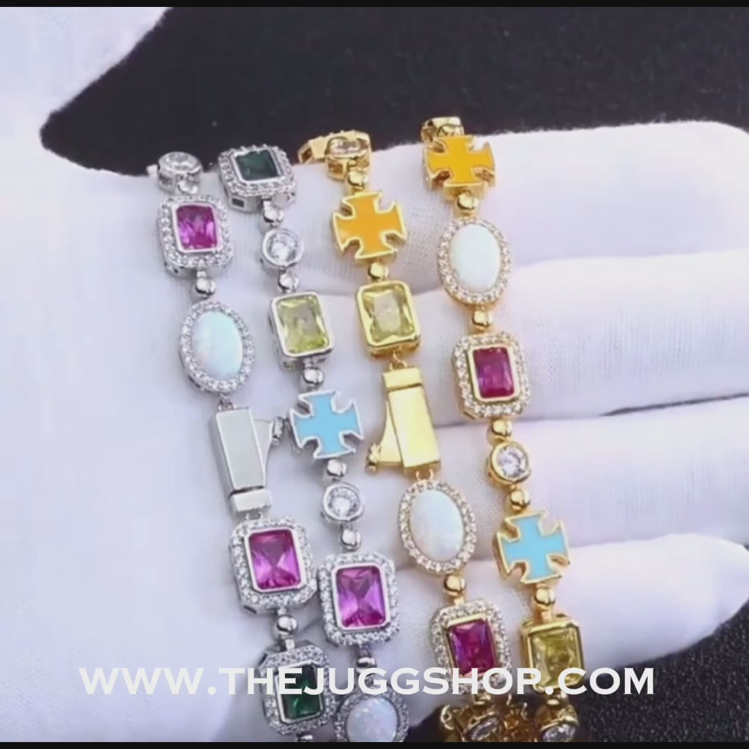 Iced Out Colored Gem Stone Necklace