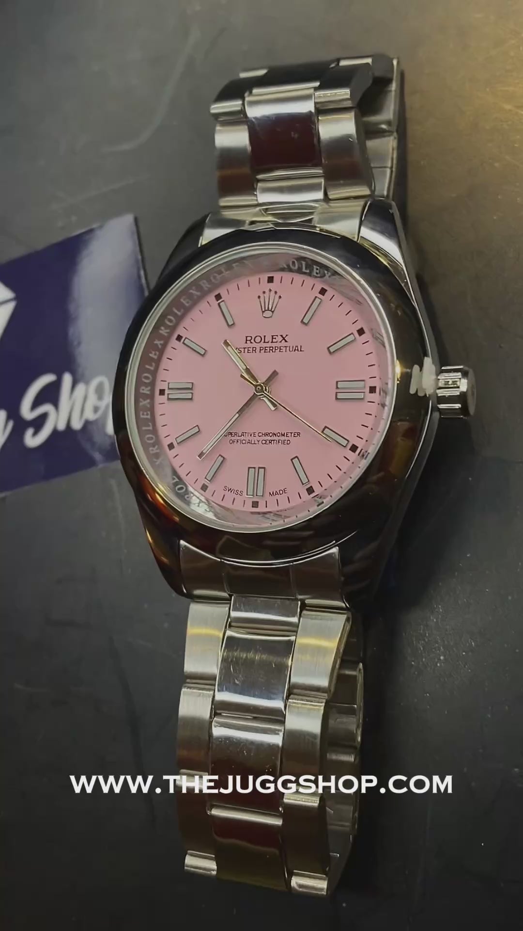 Silver Luxury Pink Oyster Perpetual RLX Watch