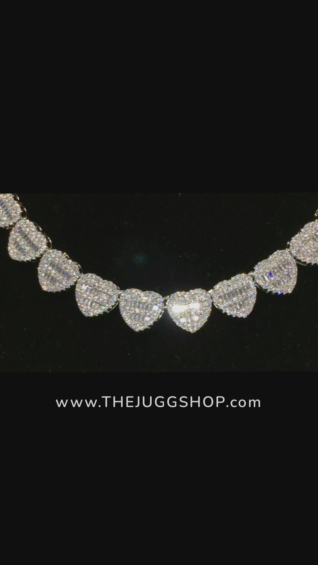 Iced Out 10K Diamond Baguette Heart Necklace